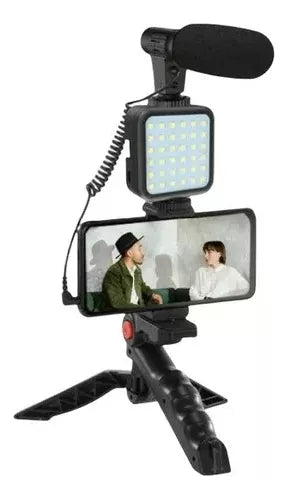 Kit Vlogger Móvil Con Soporte Luz Y microfono