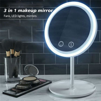 Breeze Mirror: Espejo de Maquillaje con Luz LED y Ventilador Incorporado Lupa 5x