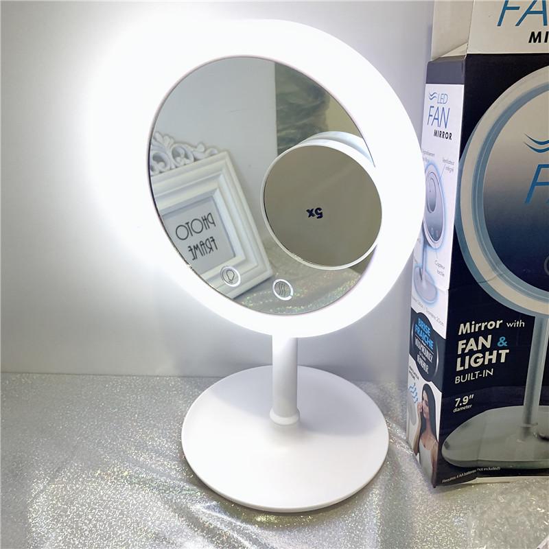 Breeze Mirror: Espejo de Maquillaje con Luz LED y Ventilador Incorporado Lupa 5x