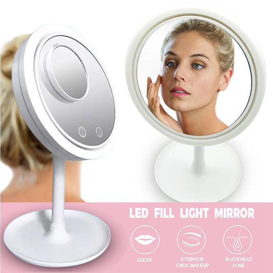 Breeze Mirror: Espejo de Maquillaje con Luz LED y Ventilador Incorporado Lupa 5x