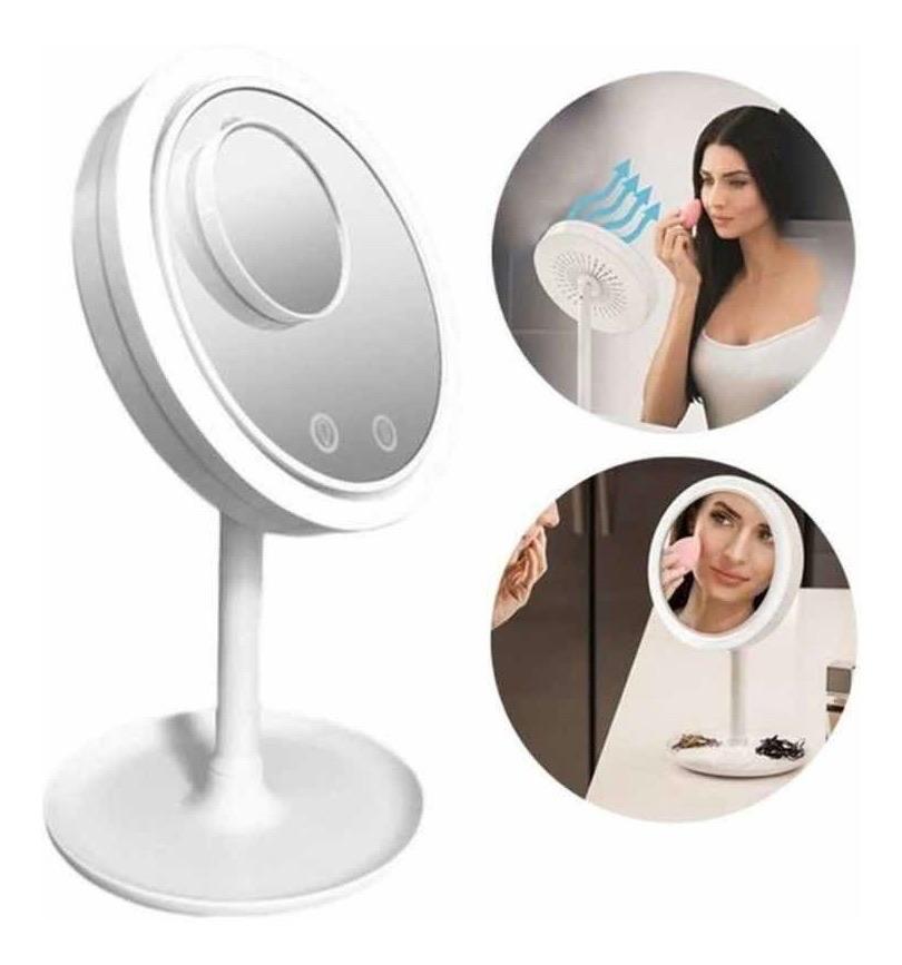 Breeze Mirror: Espejo de Maquillaje con Luz LED y Ventilador Incorporado Lupa 5x