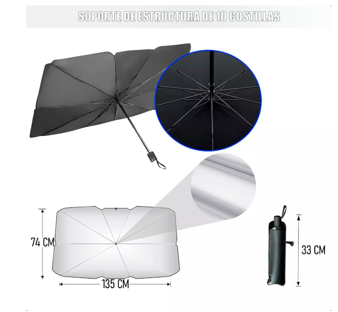 Parasol Plegable para Auto Retráctil