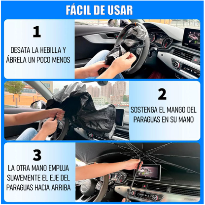 Parasol Plegable para Auto Retráctil